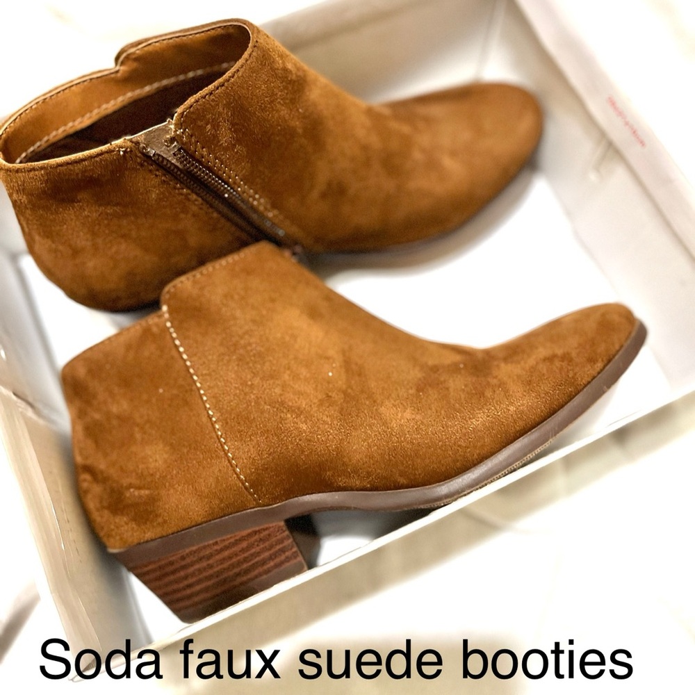 Soda Brown Faux Suede Booties